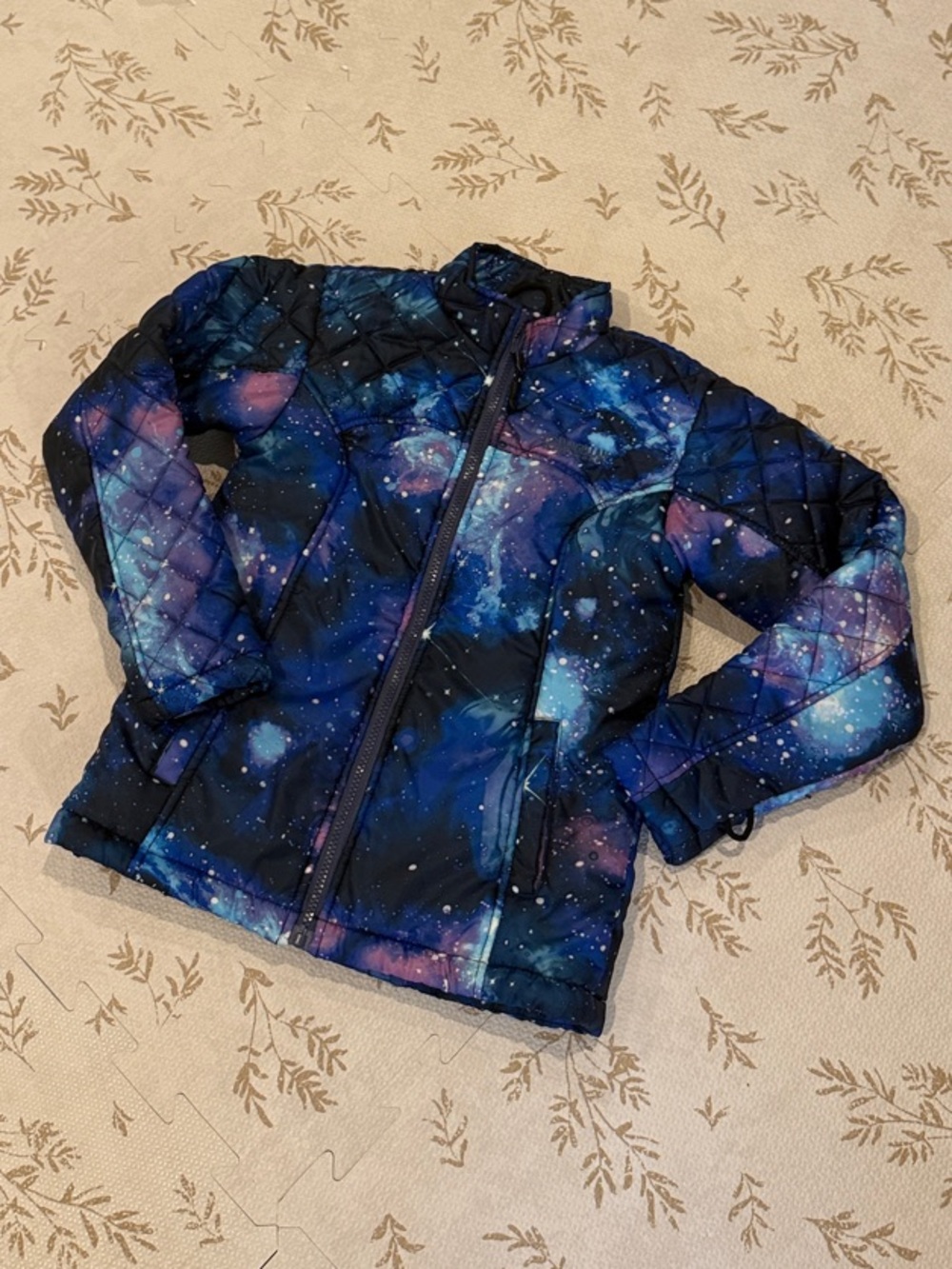 Magellan Outdoors Girls Quilted Jacket in Blue and Purple Galaxy Print